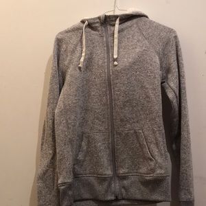 GREY FUZZY ZIP UP JACKET